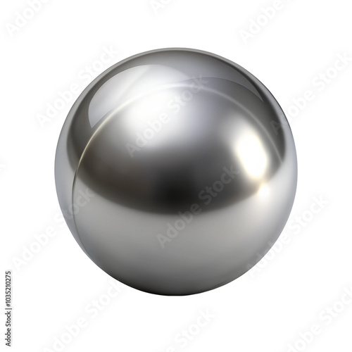 3D metallic silver ball icon isolated background.