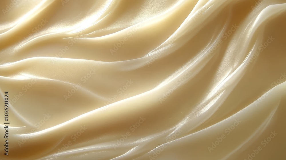 Fototapeta premium Flowing Ivory Satin Fabric With Gentle Waves and Soft Light. Luxury Textile Background.