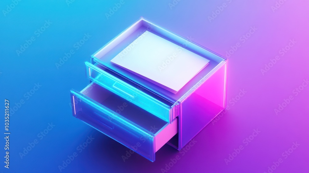 Glass Drawer with Neon Gradient Glass Drawer with Neon Gradient