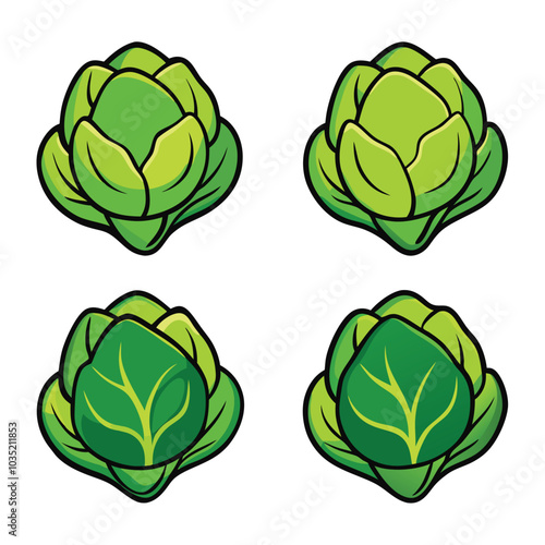 Brussels sprouts, flat style vector illustration isolated on white background