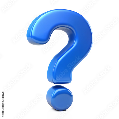 3d Blue question mark icon isolated background.