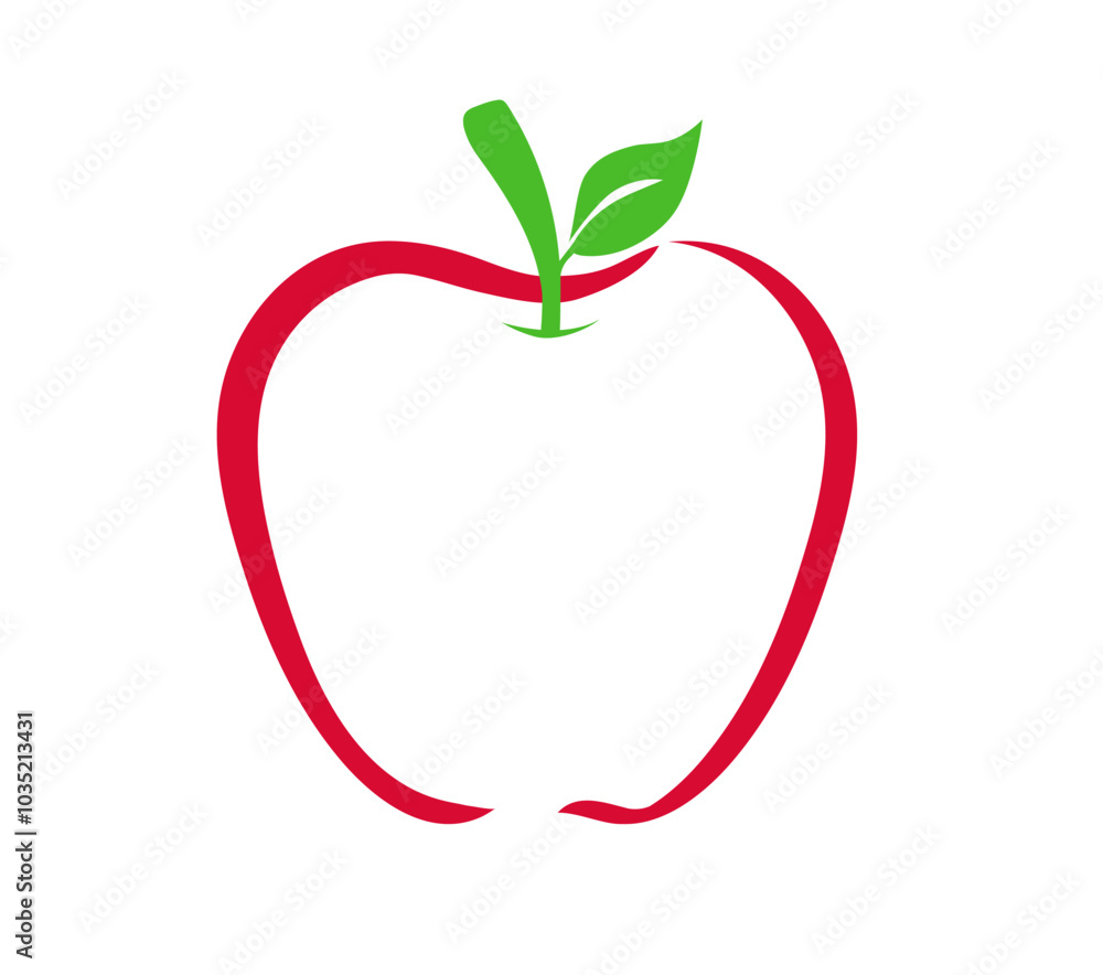 Apple logo on white background. Red apple line icon. Apple fruit for healthy. Vector illustration Apple logo on white background. Red apple line icon. Apple fruit for healthy. Vector illustration