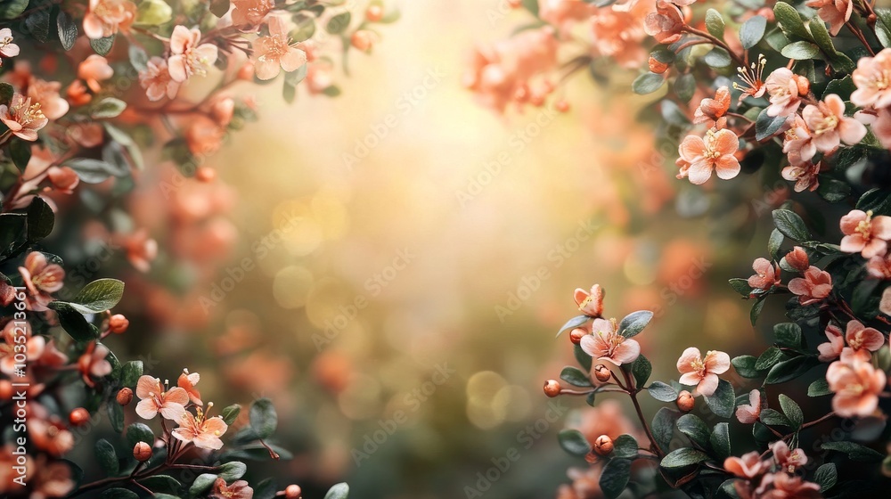 Fototapeta premium Spring blossoms in soft sunlight background