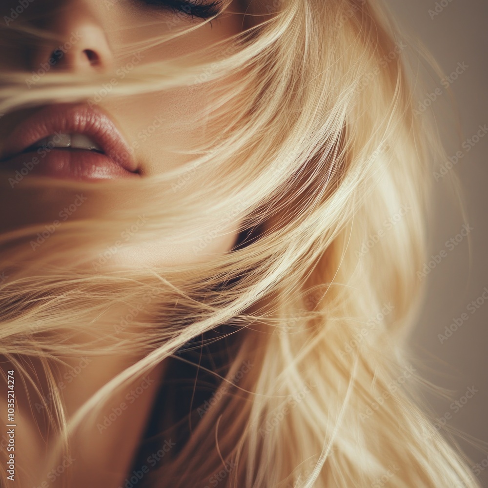 A woman's long blonde hair blows in the wind A woman's long blonde hair blows in the wind