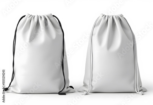 Sports drawstring bags in different colors isolated on white, set 