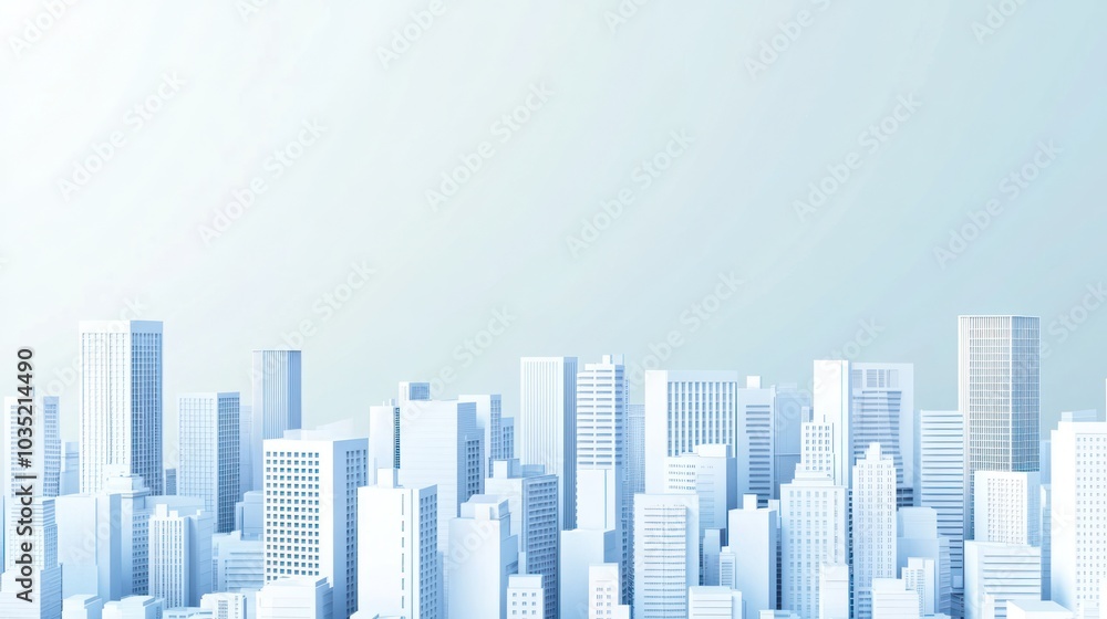 Fototapeta premium Minimalist Cityscape in Blue Tones