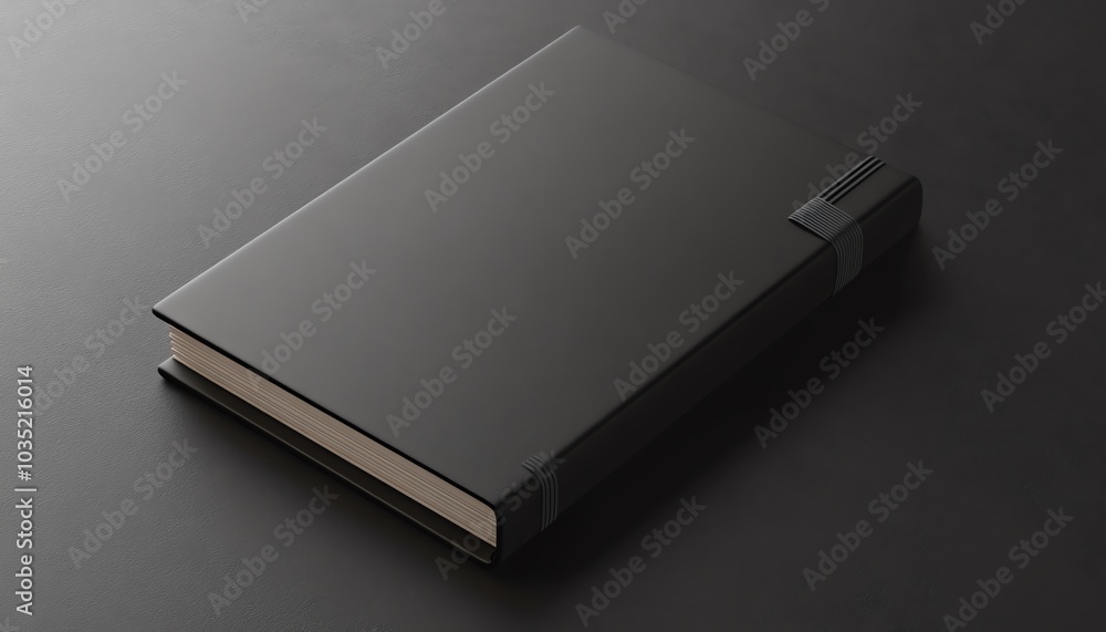 3D illustration of a blank notebook featuring an elastic band closure, perfect for branding mockups and product presentations in a sleek design 3D illustration of a blank notebook featuring an elastic band closure, perfect for branding mockups and product presentations in a sleek design