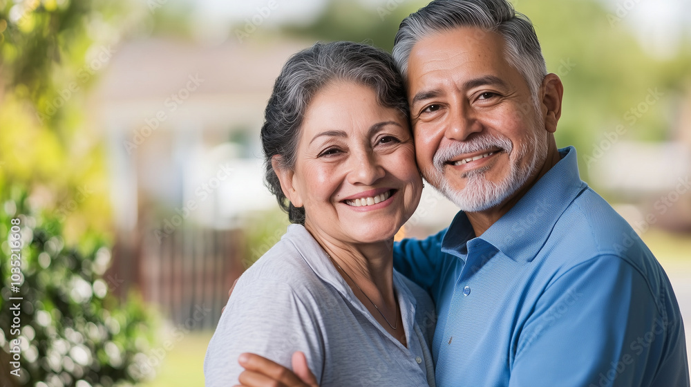 Fototapeta premium Senior couple dancing salsa at a community center, smiling and graceful, embracing life, dance, social activity