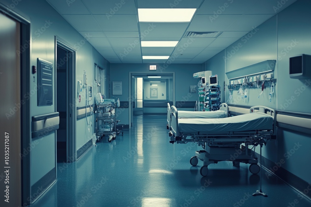 A standard hospital room with a single hospital bed, ideal for use in healthcare and medical settings A standard hospital room with a single hospital bed, ideal for use in healthcare and medical settings
