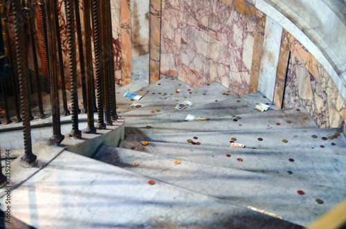 Marble stairway in old building in Italy