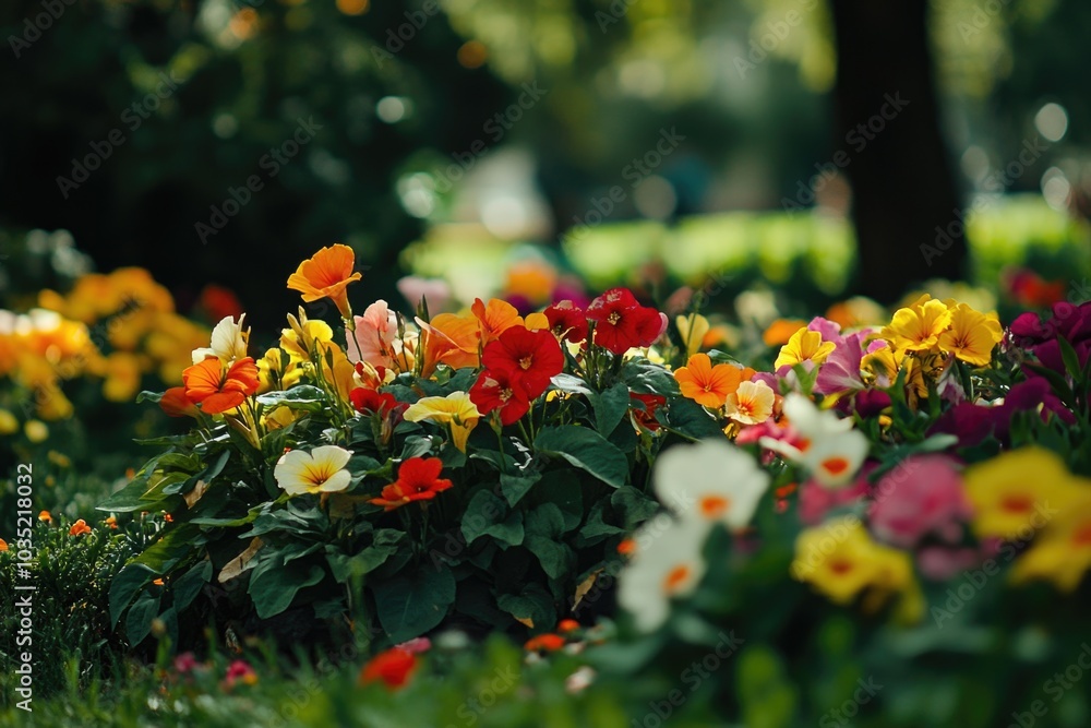 A bouquet of colorful flowers growing among lush green grass A bouquet of colorful flowers growing among lush green grass