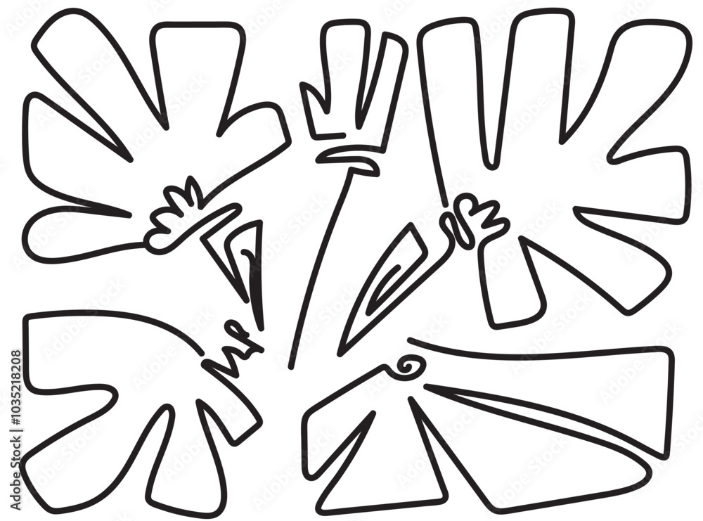 Obraz premium Hand drawn flower isolated. Doodle sketch of flowers, blossom scribble design elements, bloom drawing