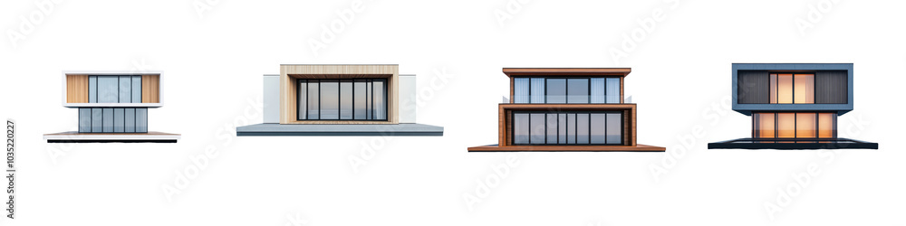 Collection of minimalist and contemporary architectural facade designs featuring a mix of glass wood and geometric patterns Collection of minimalist and contemporary architectural facade designs featuring a mix of glass wood and geometric patterns