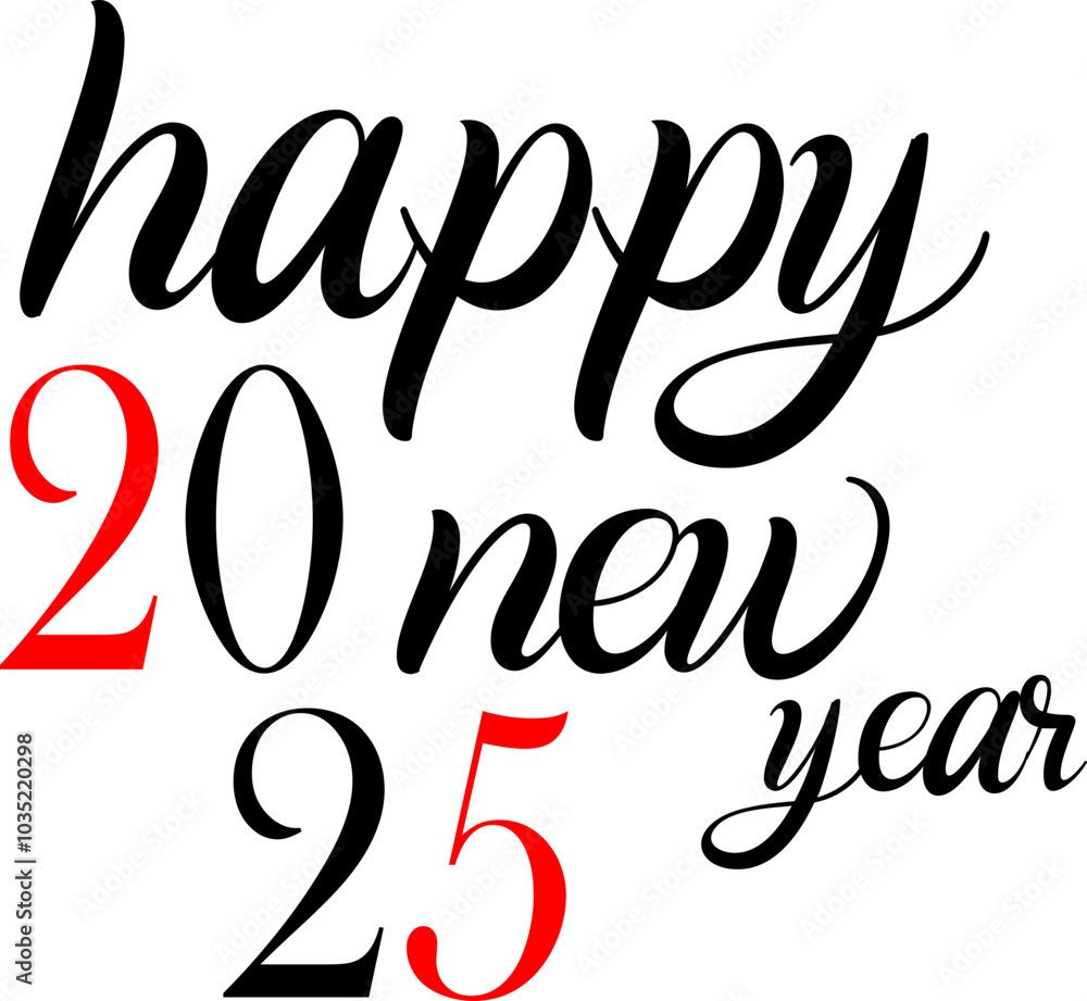 Fototapeta premium Happy New Year 2025 Vector Text Image