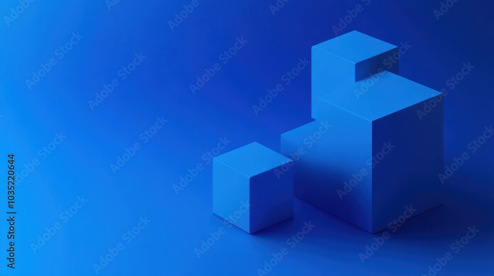 Blue Abstract Cubes Minimalist Composition Blue Abstract Cubes Minimalist Composition