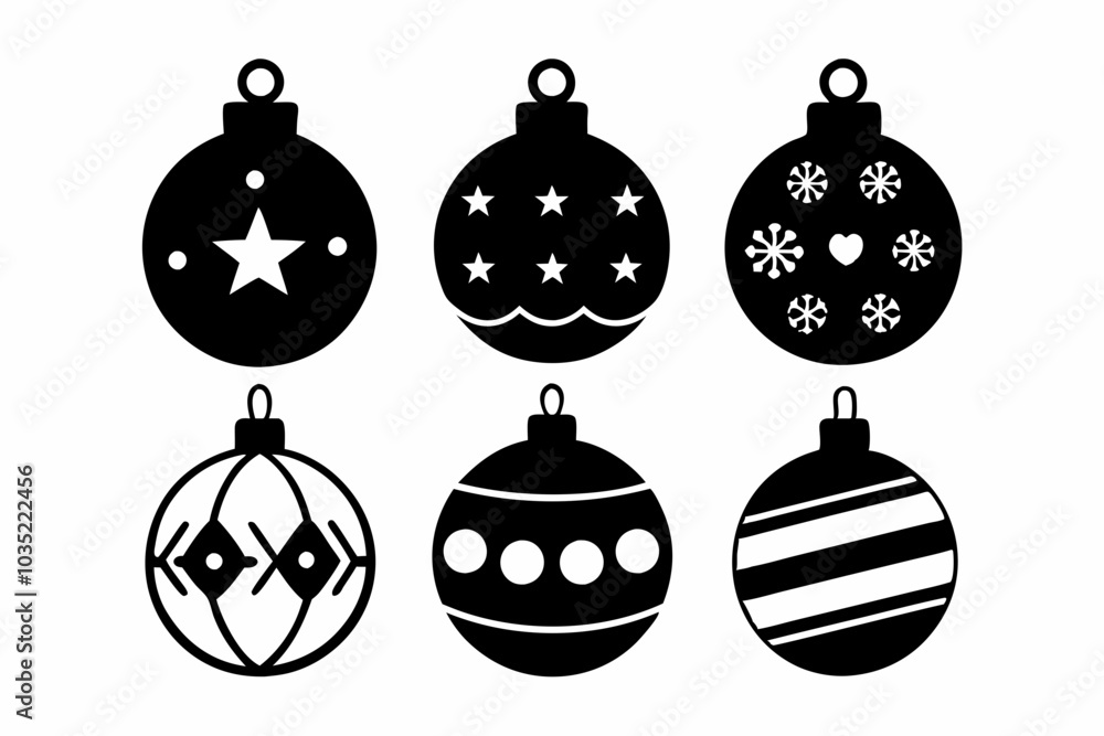 Christmas ball set. Black silhouette Christmas ball vector illustration, set of Christmas balls
Christmas ball set. Black silhouette Christmas ball vector illustration, set of Christmas balls
