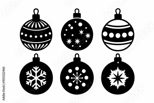 
Christmas ball set. Black silhouette Christmas ball vector illustration, set of Christmas balls
