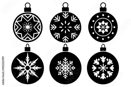 
Christmas ball set. Black silhouette Christmas ball vector illustration, set of Christmas balls
