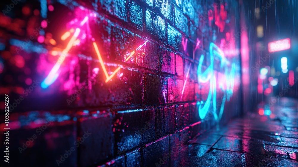 Fototapeta premium Neon Lights in the Rain