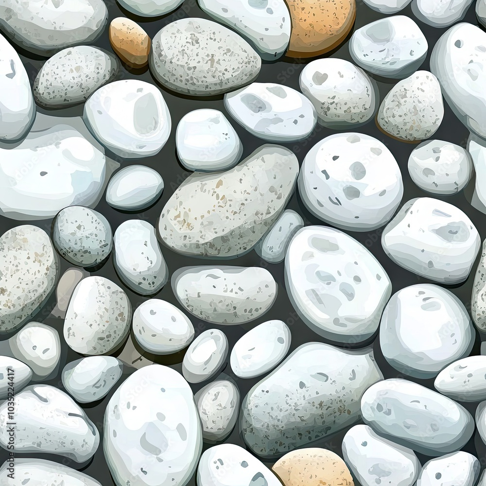 Seamless pattern of elegantly illustrated rocks and pebbles with warm tones, showcasing nature's textures in a captivating design Seamless pattern of elegantly illustrated rocks and pebbles with warm tones, showcasing nature's textures in a captivating design