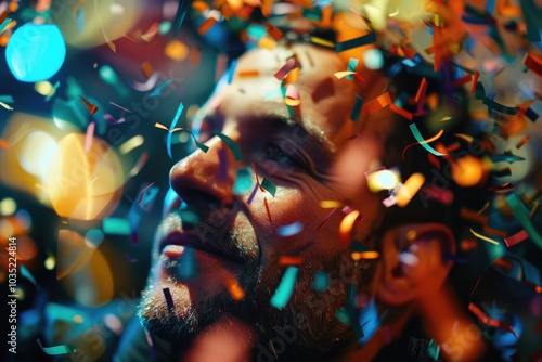 Wallpaper Mural A man celebrates with confetti, perfect for party or celebration scenes Torontodigital.ca