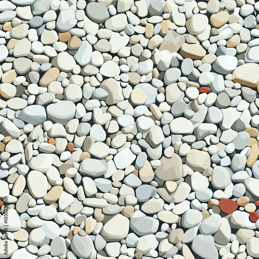 Seamless pattern of textured rocks and pebbles in warm gray and red tones for interior design Seamless pattern of textured rocks and pebbles in warm gray and red tones for interior design