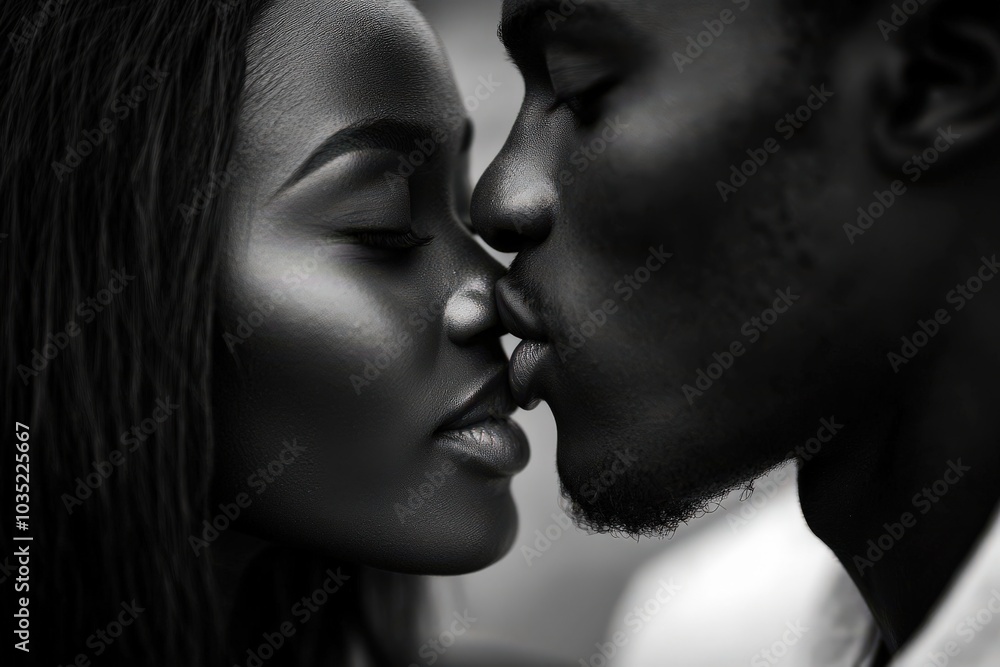Passionate Couple: Close-Up of a Beautiful Couple Kissing in Love Passionate Couple: Close-Up of a Beautiful Couple Kissing in Love