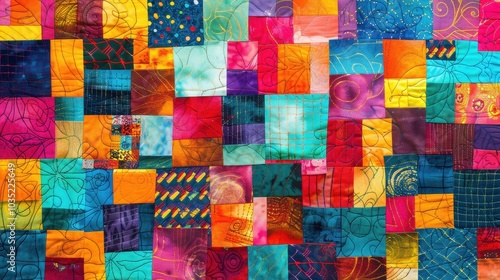 Colorful patchwork quilt background. Abstract patchwork pattern.