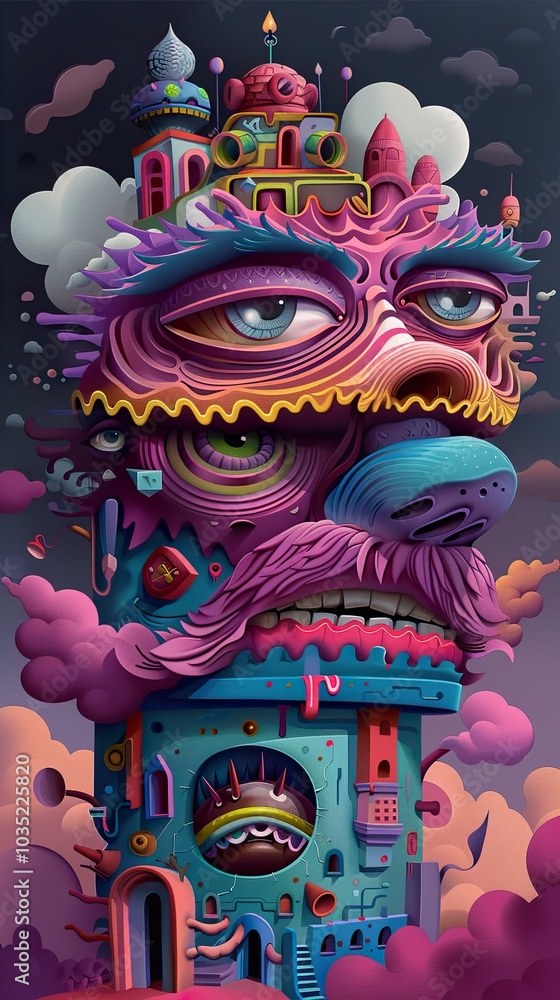 Fototapeta premium Surreal Cityscape: A Whimsical Architectural Dream