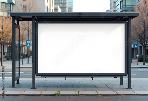 Blank white horizontal billboard isolated on light background, front view. Mockup, 3D Rendering
