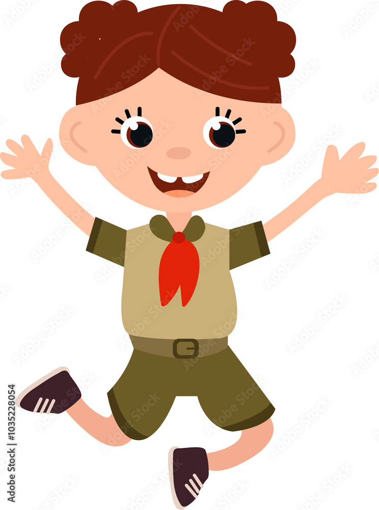 Playful Girl Scout Cartoon Illustration