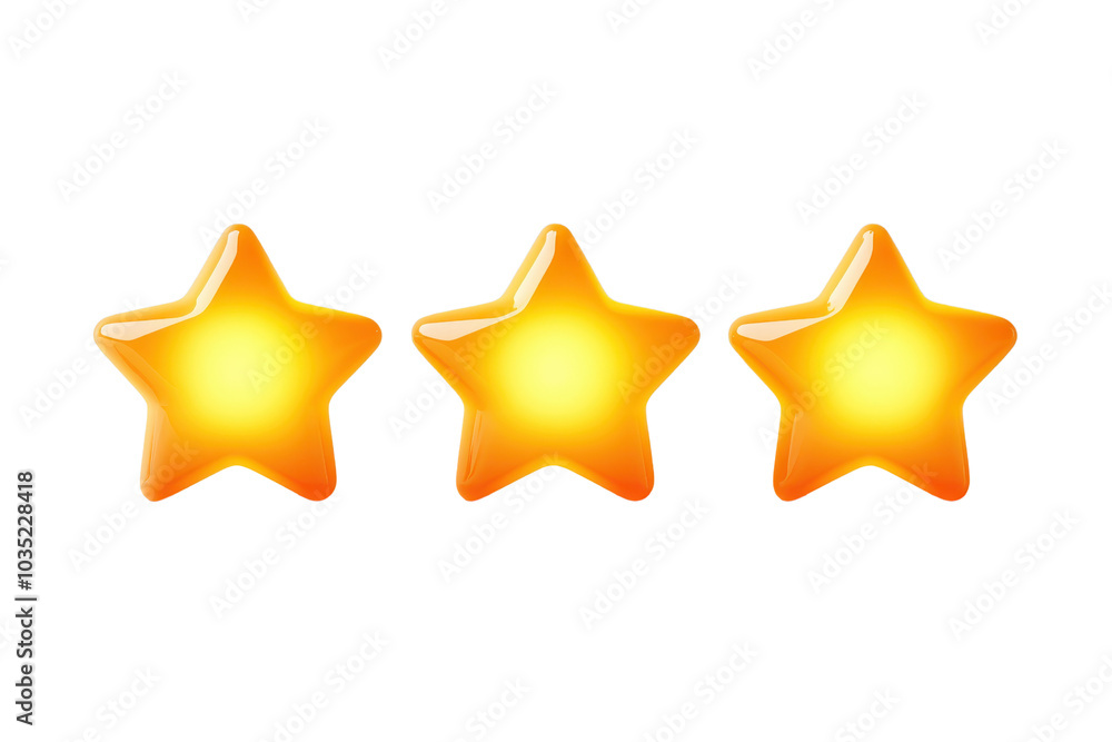 Bright, shiny illustration of three yellow stars on a transparent background, perfect for rating, review, or decorative purposes. Bright, shiny illustration of three yellow stars on a transparent background, perfect for rating, review, or decorative purposes.