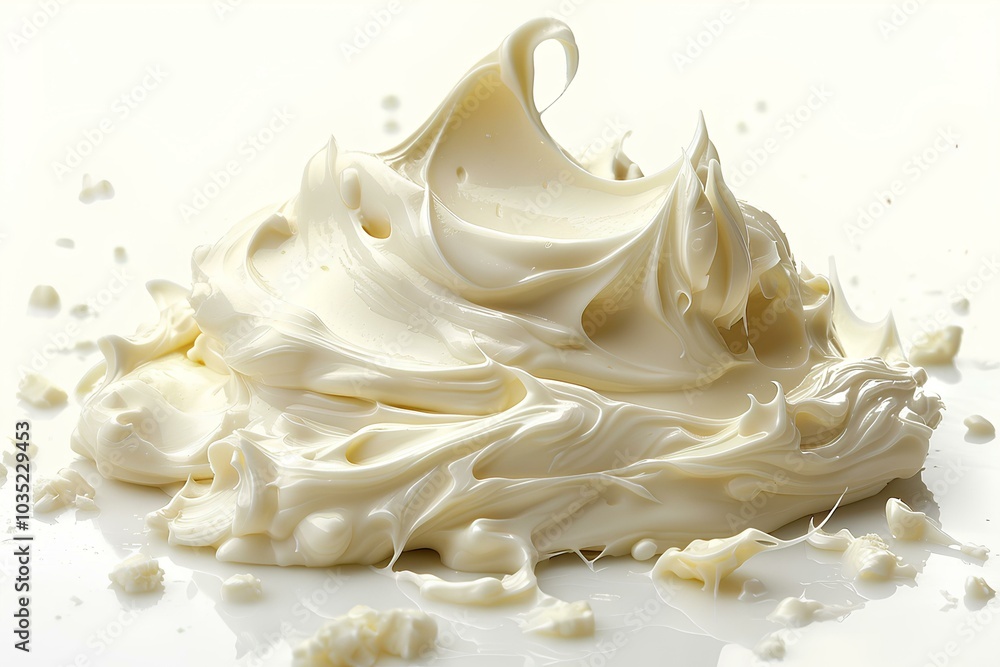 A pile of whipped cream on a white surface A pile of whipped cream on a white surface