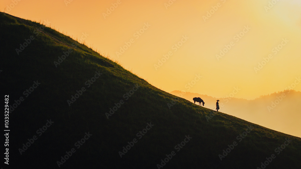 Blue sky and fresh morning. A peaceful, refreshing feeling. View of the hills surrounding Ba Quang, Ha Lang district, Cao Bang province, Vietnam Blue sky and fresh morning. A peaceful, refreshing feeling. View of the hills surrounding Ba Quang, Ha Lang district, Cao Bang province, Vietnam