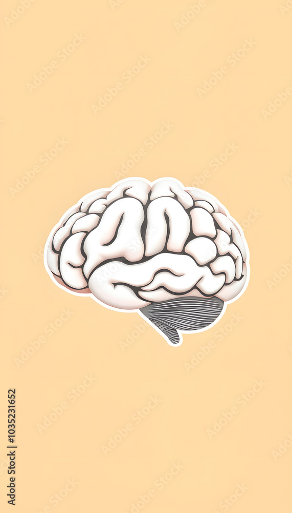 Fun brain isolated with white highlights, png Fun brain isolated with white highlights, png