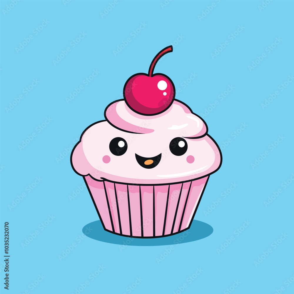 Sweet Dessert Cake Character Vector Illustration with Frosting Sweet Dessert Cake Character Vector Illustration with Frosting