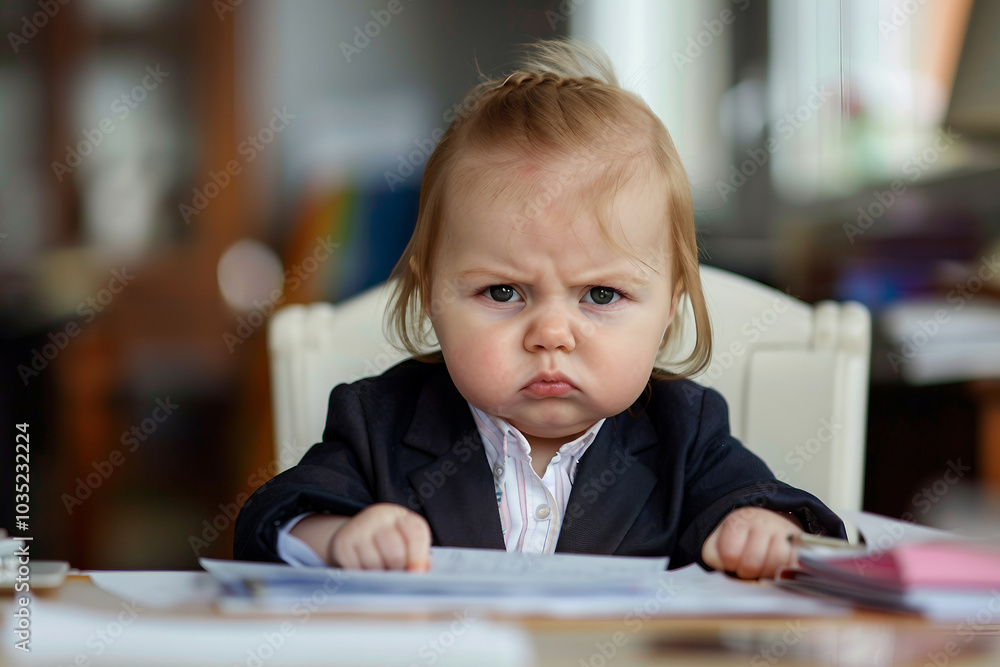 Created with generative ai image of small angry child boss Created with generative ai image of small angry child boss