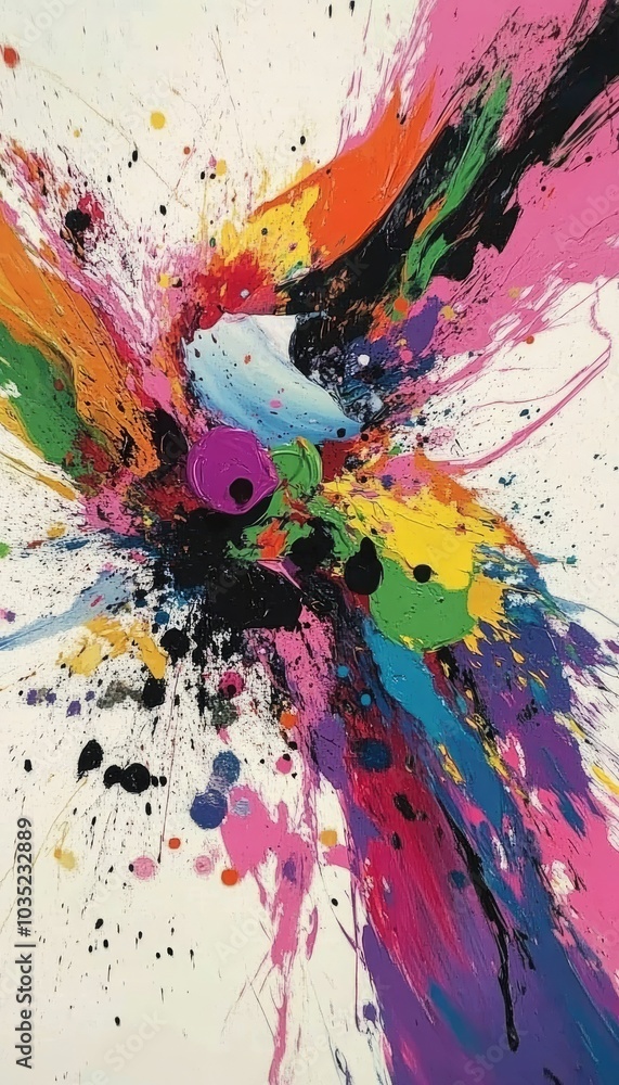 Fototapeta premium Dynamic action painting with bold color splashes and sweeping brushstrokes