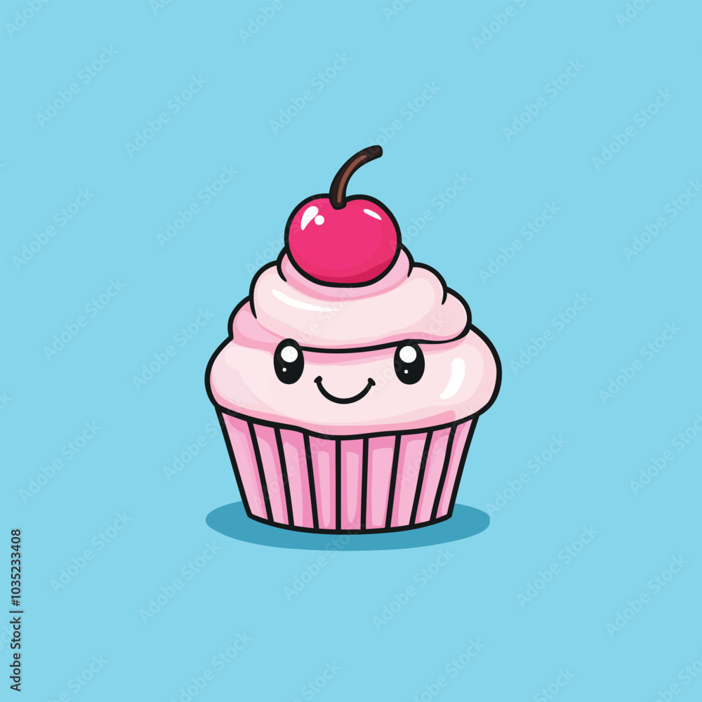Sweet Cupcake Cartoon Mascot Vector Design for Desserts Sweet Cupcake Cartoon Mascot Vector Design for Desserts
