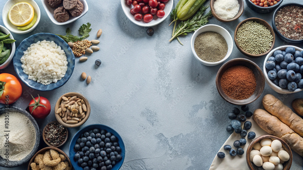 Food Background with Rustic Kitchen Setup Food Background with Rustic Kitchen Setup