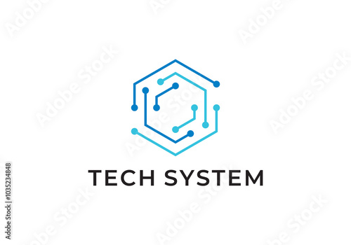 modern hexagon connection logo. molecule technology icon design vector