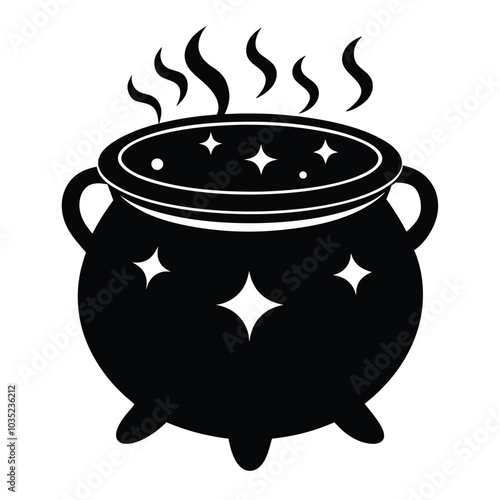 witch s cauldron silhouette vector style white background.