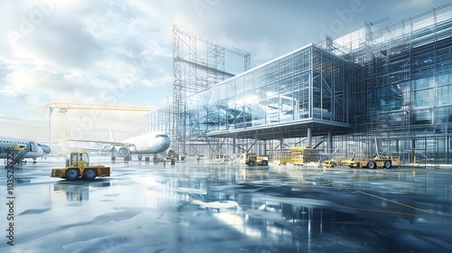 Modern airport construction a stunning showcase of architectural innovation and industrial development in the heart of air travel