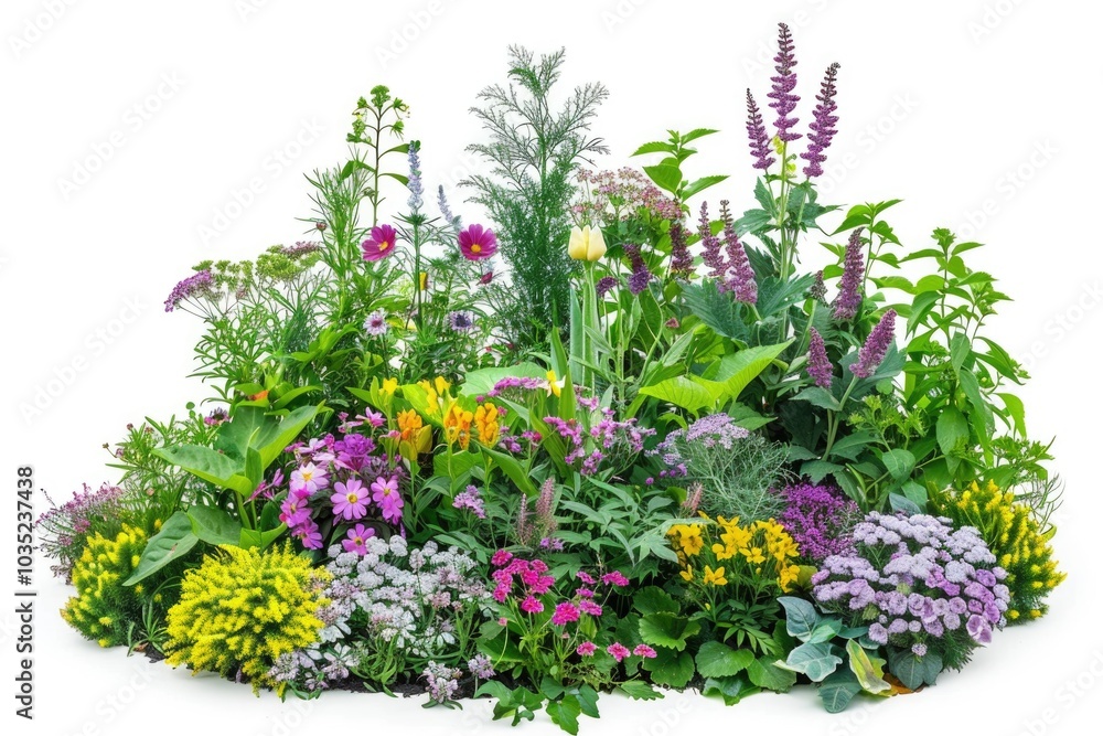 A colorful garden with many species of flowers A colorful garden with many species of flowers