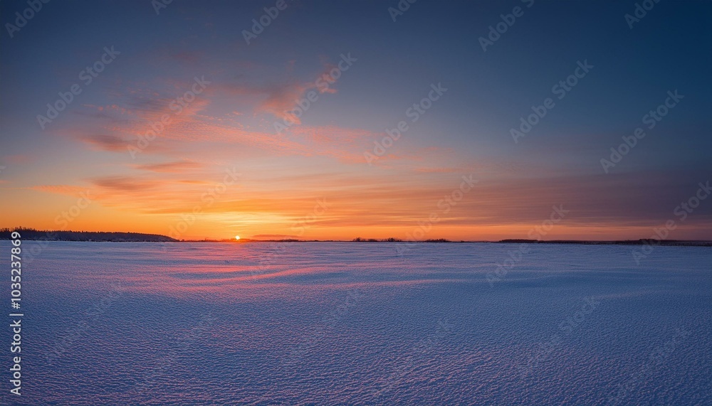 Fototapeta premium 冬の静寂、夕焼け空と雪原のハーモニー