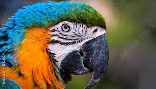 Close-Up of a Macaw, Emphasizing Its Stunning Plumage and Vibrant Colors