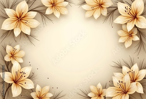 Floral border frame card template. Golden gradient on white background.Vector design illustration. for bunner, wedding card. Rectangle corners sides decoration. 