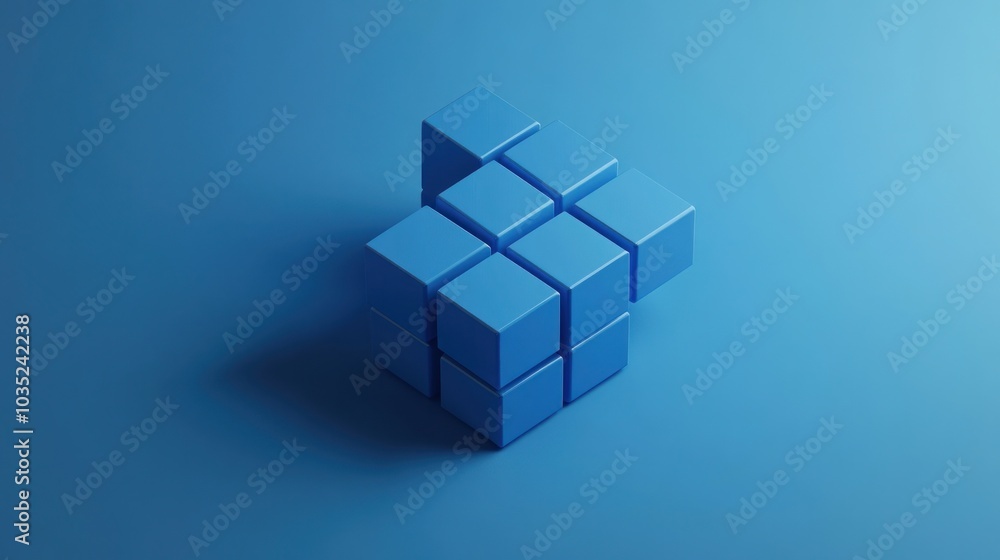 Abstract Blue Cube Sculpture Abstract Blue Cube Sculpture