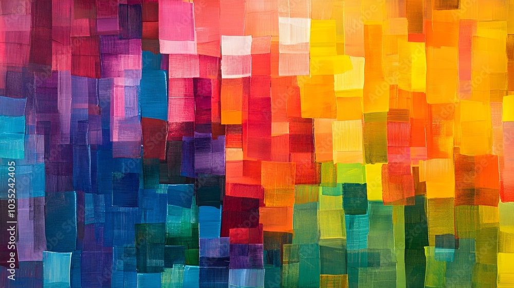 Abstract Colorful Geometric Pattern with Brushstrokes Abstract Colorful Geometric Pattern with Brushstrokes