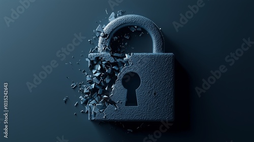 The padlock is broken, representing encryption and its vulnerabilities.